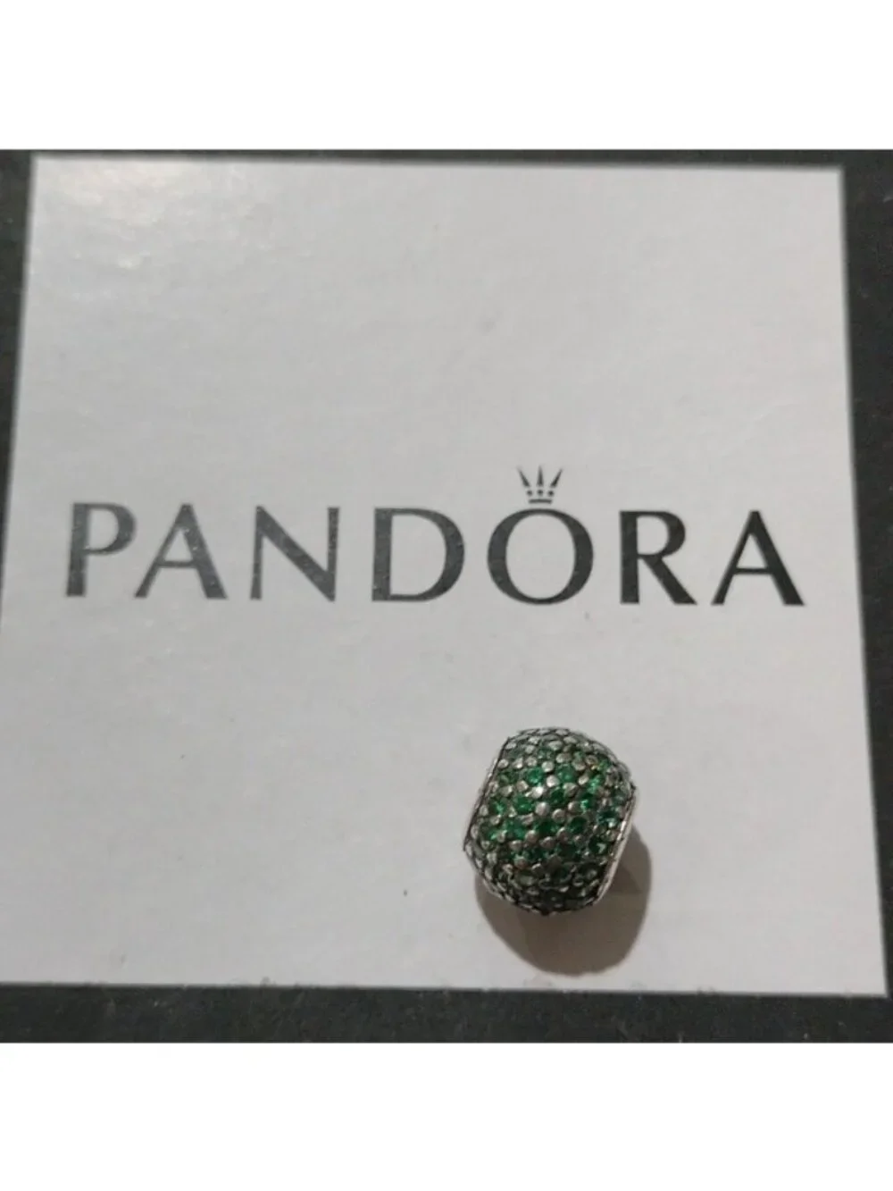 Pandora Sterling Silver Pave Lights Bead with Emerald Green Zirconia - 791051czn